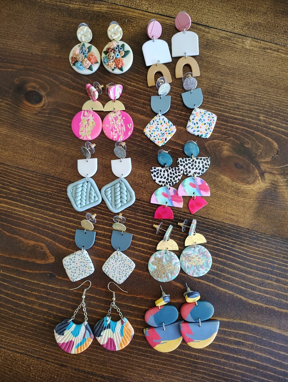 Bundle Of 10 Pairs. Colorful Dangle Earrings